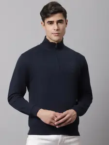 Cantabil Men Navy Blue Fleece Sweatshirt