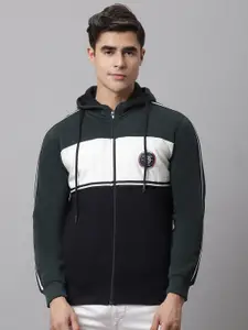 Cantabil Men Green Colourblocked Fleece Sweatshirt