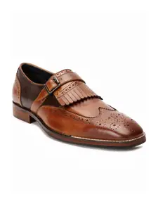 RARE RABBIT Men Tan Perforations Leather Brogues