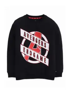 KINSEY Boys Black Printed Fleece Sweatshirt