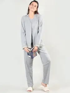 Organzaa Women Grey Night suit