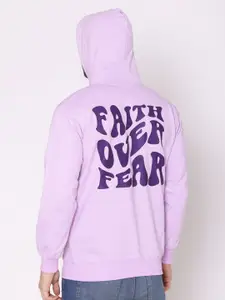 Lounge Dreams Men Lavender Printed Hooded Sweatshirt