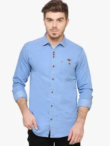 Kuons Avenue Men Blue Smart Slim Fit Cotton Casual Shirt