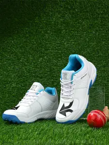OFF LIMITS Men White & Blue Cricket Non-Marking Shoes