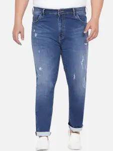 John Pride Men Plus Size Blue Mildly Distressed Light Fade Stretchable Jeans