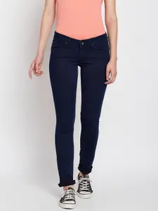 Pepe Jeans Women Navy Frisky Slim Fit Low-Rise Clean Look Stretchable Jeans