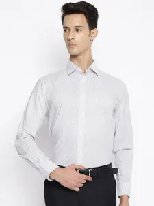 Cantabil Men White & Grey Printed Cotton Formal Shirt