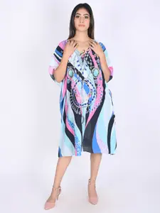 Rajoria Instyle Blue Georgette Ethnic Kaftan Dress