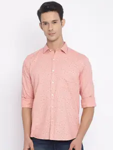 Cantabil Men Pink Printed Cotton Casual Shirt