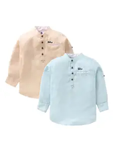 TONYBOY Pack of 2 Boys Yellow & Blue Classic Cotton Casual Shirts