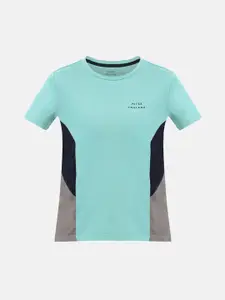 Peter England Boys Blue & Grey Colourblocked T-shirt