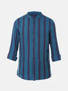 Peter England Boys Blue Slim Fit Striped Pure Cotton Casual Shirt
