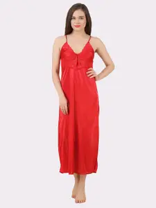 Fasense Women Red Maxi Nightdress