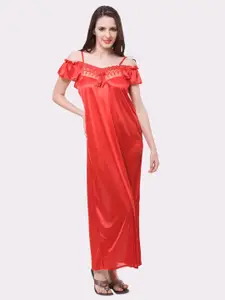 Fasense Women Red Maxi Nightdress