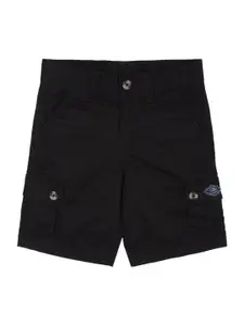 Peter England Boys Black Pure Cotton Cargo Shorts