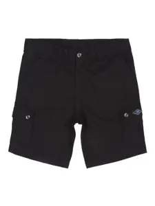 Peter England Boys Black Pure Cotton Cargo Shorts