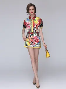 JC Collection Women Multicoloured Printed Shirt with Shorts