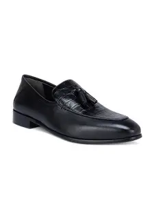 ROSSO BRUNELLO Men Black Patterned Leather Formal Shoes
