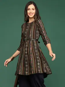SHOWOFF Round Neck Striped Kurta
