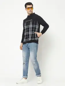 Crimsoune Club Men Black Checked Cotton Sweatshirt