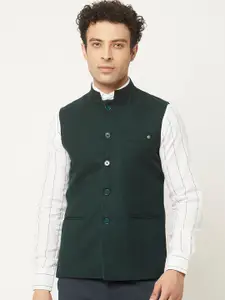 Crimsoune Club Men Green Solid Nehru Jacket