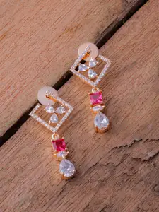 Brandsoon Rose Gold-Plated Classic American Diamond Drop Earrings