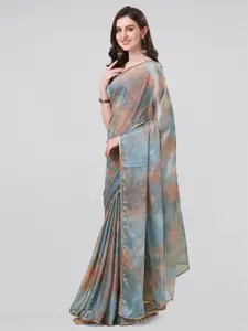 KALINI Grey & Pink Tie and Dye Sequinned Saree
