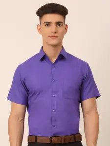 JAINISH Men Violet Classic Pure Cotton Formal Shirt
