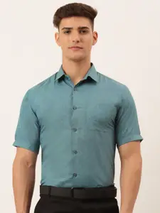 JAINISH Men Grey Solid Classic Pure Cotton Formal Shirt