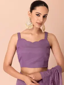 Rang by Indya Women Purple Georgette Crop Top