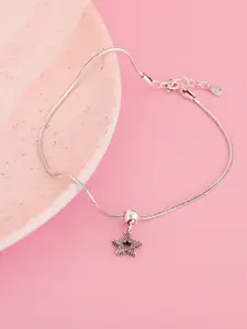 GIVA 925 Sterling Silver Silver-Plated Classic Star Anklet