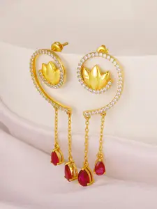 GIVA Gold-Toned & Red Gold Plated Contemporary Drop Earrings