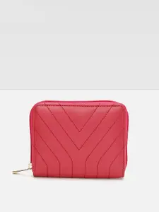 max Women Pink Zip Around Wallet