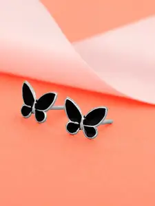 GIVA Silver-Toned Rhodium-Plated Contemporary Studs Earrings