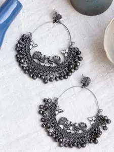 Infuzze Silver-Toned Crescent Shaped Chandbalis Earrings