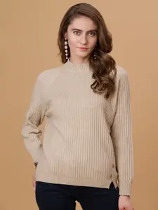 Gipsy Women Beige Striped Pullover