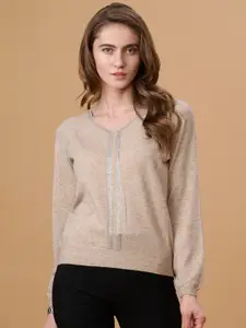 Gipsy Women Khaki Pullover with Embellished Detail