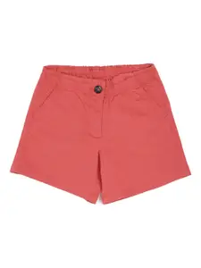 Peter England Girls Red Cotton Shorts