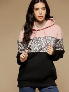 Gipsy Women Black Printed Hooded Sweatshirt