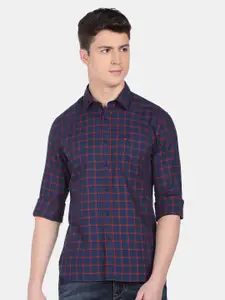AD By Arvind Men Slim Fit Grid Tattersall Checks Pure Cotton Casual Shirt