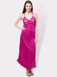 Fasense Women Pink Maxi Nightdress