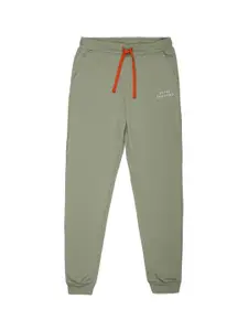 Peter England Boys Grey Solid Cotton Joggers