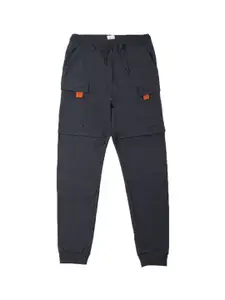 Peter England Boys Navy Blue Solid Jogger