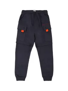 Peter England Boys Navy Blue Solid Jogger