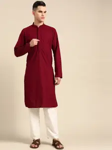 RAJUBHAI HARGOVINDAS Men Embroidered Chikankari Cotton Kurta
