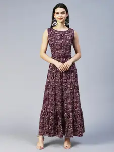 FASHOR Women Pack Of 2 Purple Round Neck Maxi Dress