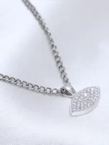 HIFLYER JEWELS White CZ Studded Silver Plated Sterling Silver Pendant with Chain