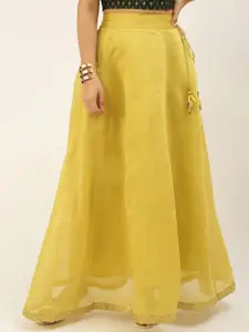 De Moza Women Yellow Solid Flared Maxi-Length Skirts