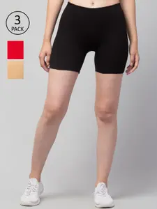 Apraa & Parma Women Pack of 3 Slim Fit Cycling Sports Shorts