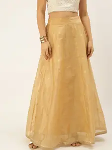 De Moza Women Golden Printed Skirts